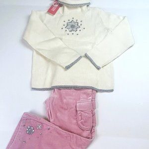 NWT Gymboree Girl Sequin Snowflake Velveteen Pant & Snowflake Sequin Sweater 6